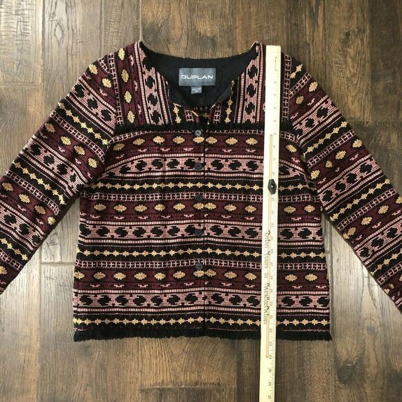 Duplan Women’s Size 10P Lightweight Jacket Embroidered Aztec Art to Wear Tribal - Picture 6 of 12